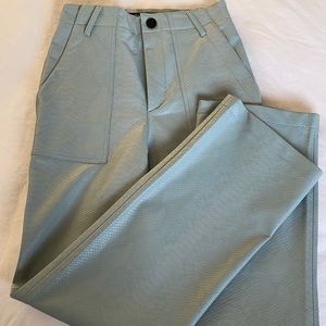 Baby blue snake skin leather Zara pants